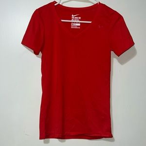 Like New- NIKE Red V-Neck Athletic Tee-Shirt, Size XS